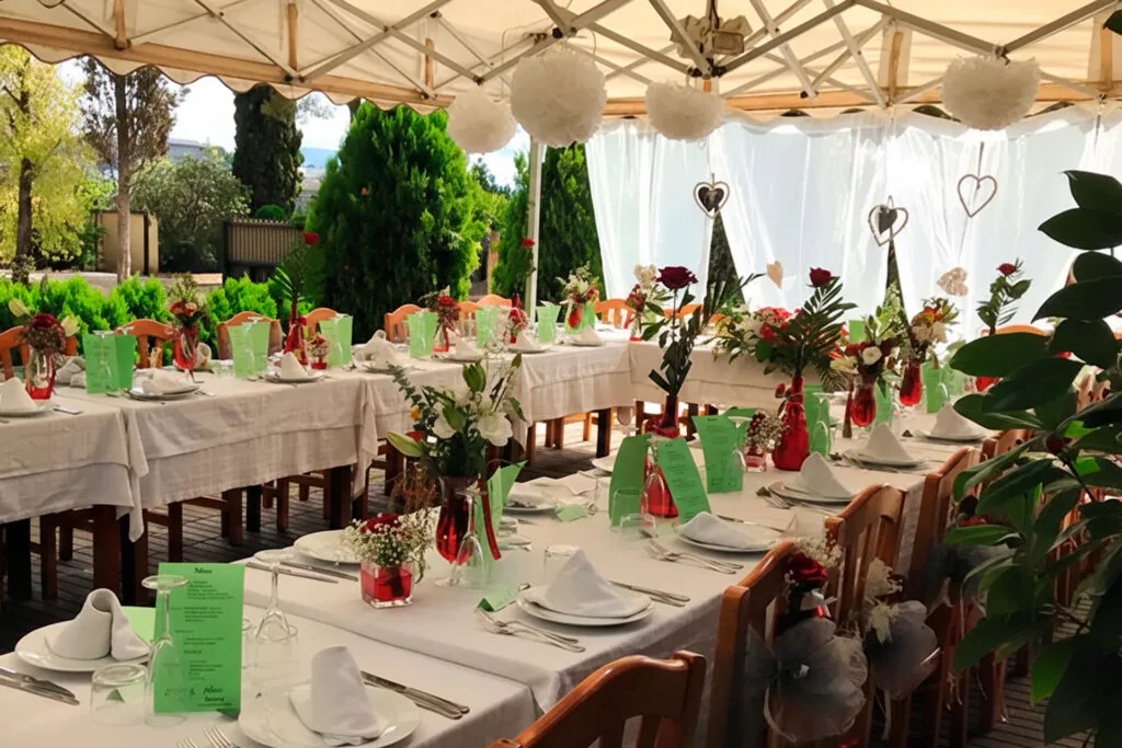 Jardí de Ca n’Escayola preparat per a una celebració