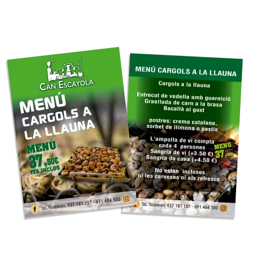 Presentació del menú cargols