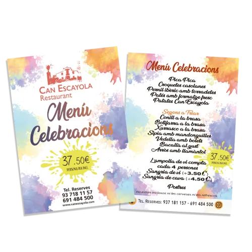 Presentació del menú celebracions