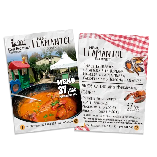 Presentació del menú llamàntol